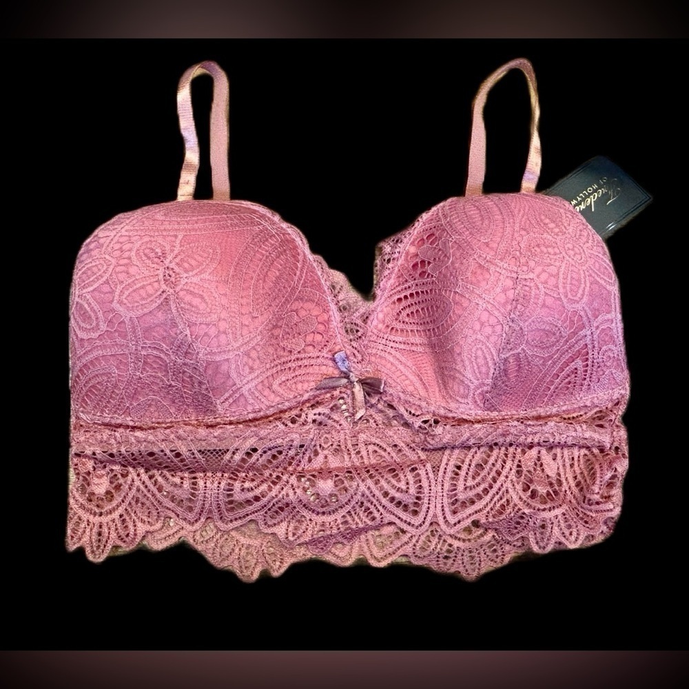 NWT Frederick’s of Hollywood Pink Lace Finley Bralette, Size Large